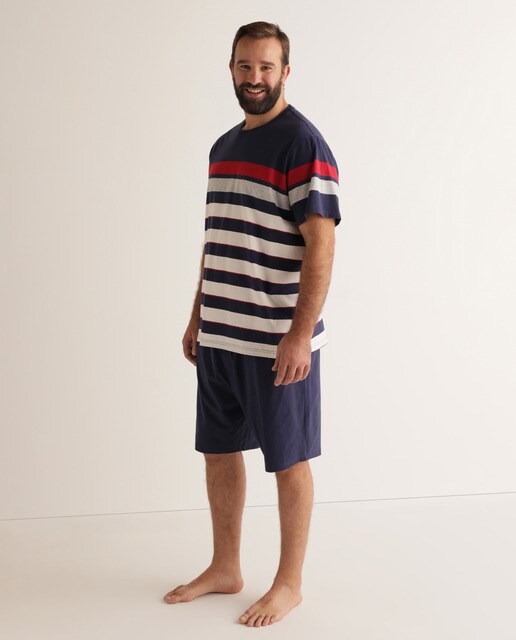 Pijama de malha curto azul de homem tamanhos grandes