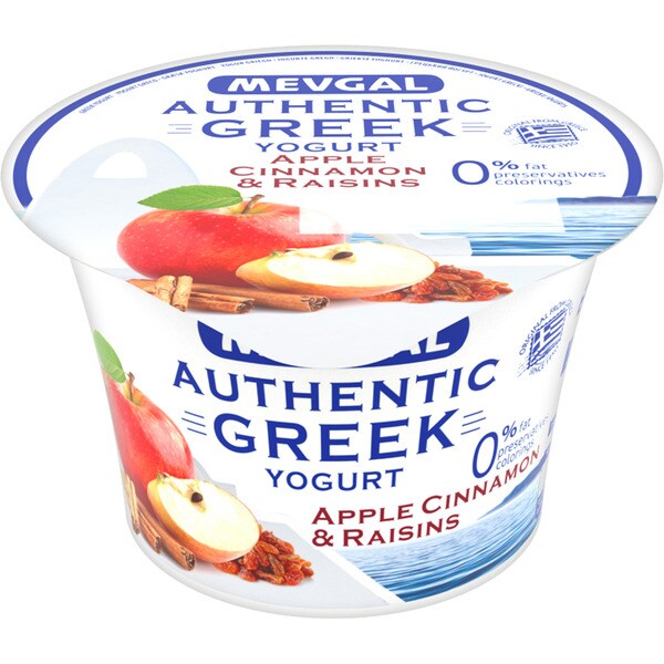 Buy Greek yogurt with apple, cinnamon and raisins, 0 fat container 150