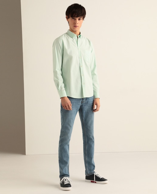 green oxford shirt mens