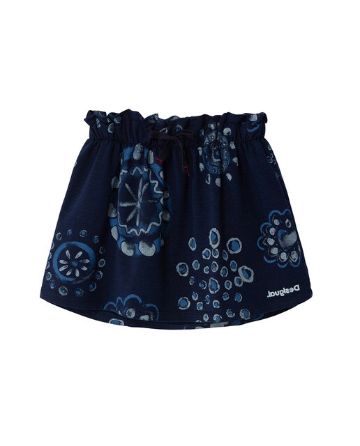 Falda corta de niña en azul con mándalas estilo acuarela Falda mandalas de acuarela |