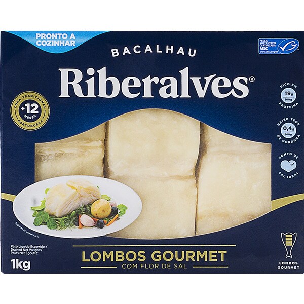 Comprar Lombos de Bacalhau Reserva Gourmet embalagem 1 kg · Riberalves