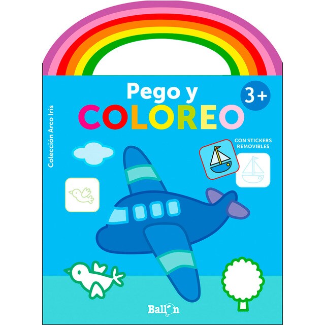 Arco iris - pego y coloreo +3 avión (Tapa blanda)