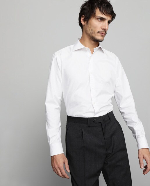 Camisa Fácil de Engomar regular aos quadrados lilás de homem