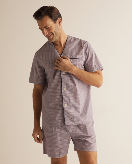 Pijama curto de tecido bicolor de homem