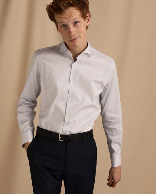 Camisa clássica Fácil de Engomar regular azul-claro aos quadrados de homem