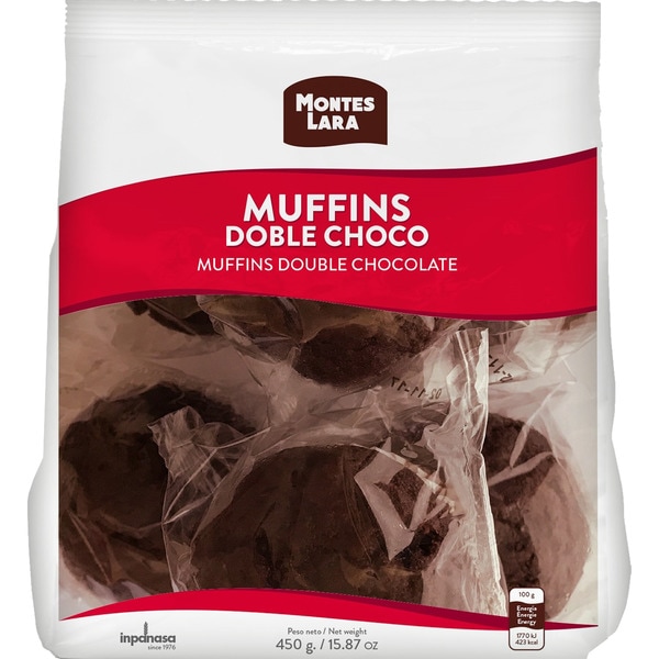 MONTES LARA muffins doble chocolate paquete 450 g