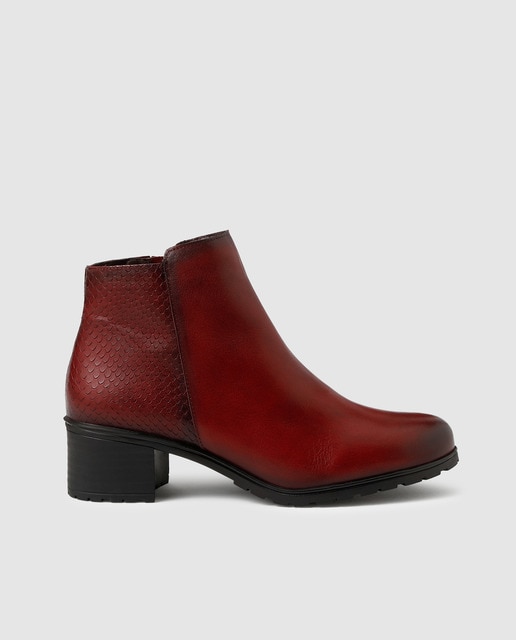 Botins de mulher Antea bordeaux em pele