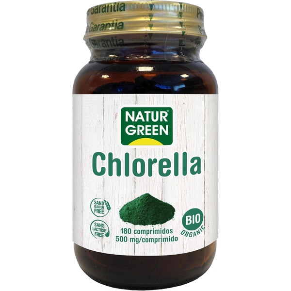 NATURGREEN Chlorella en polvo Bio sin gluten y sin lactosa ayuda a eliminar toxinas 180 comprimidos envase 90 g