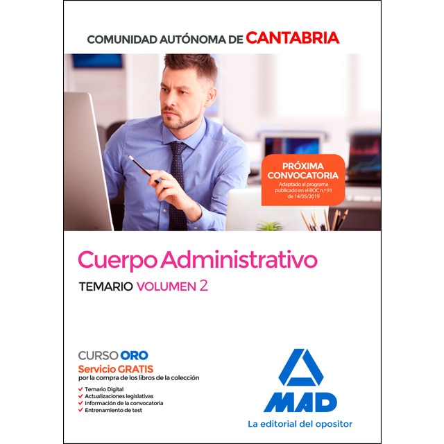 Cuerpo administrativo de la comunidad autónoma de cantabria. Temario. Volumen 2 (Tapa blanda)