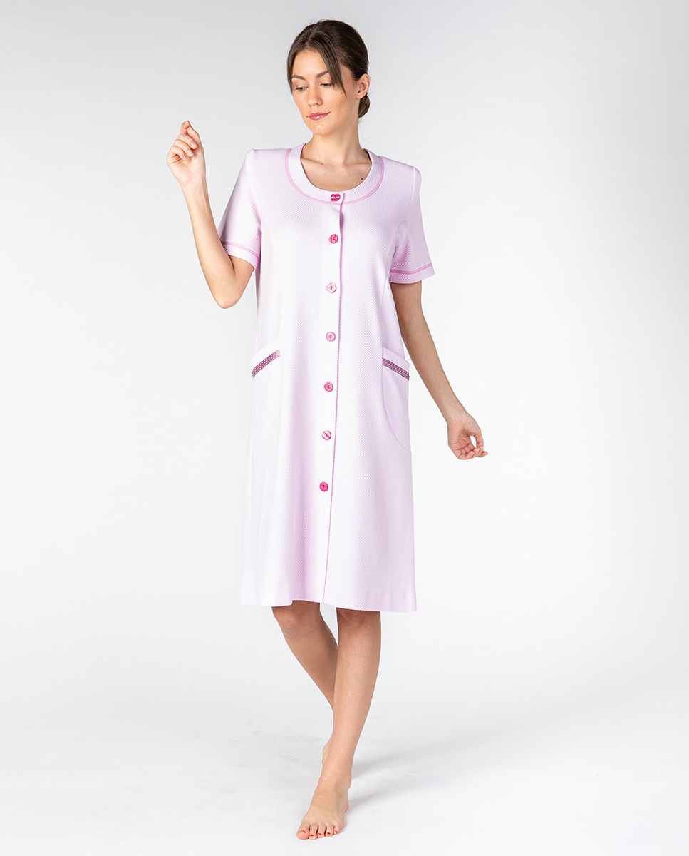 Robe de chambre courte manches courtes et col rond unie · Mode · El