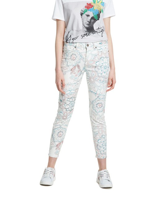 women's floral print jeans