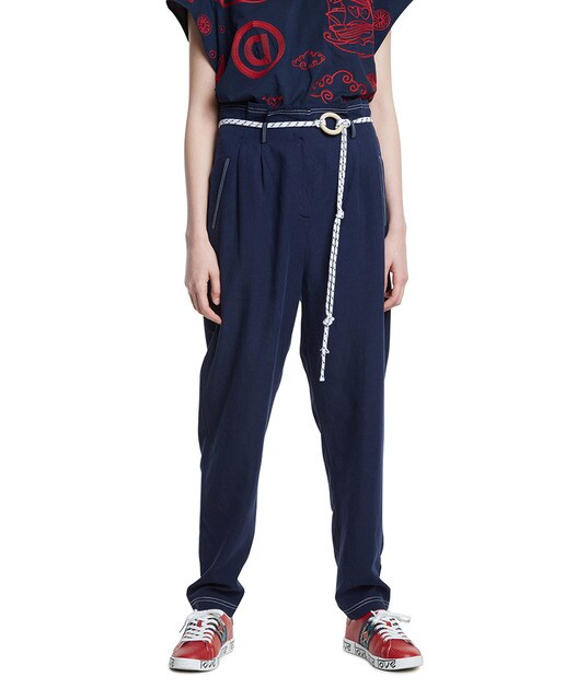 navy blue high waisted trousers