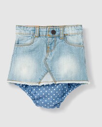 pale blue denim skirt