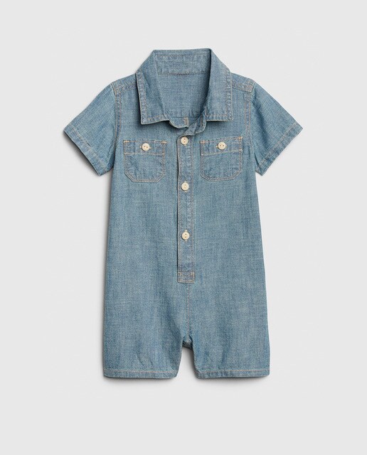 blue denim romper