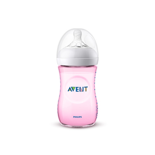 Biberón Anticólicos Tetina Silicona Philips Avent Natural Flujo Lento (260 ml.) rosa