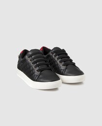 ladies black leather trainers