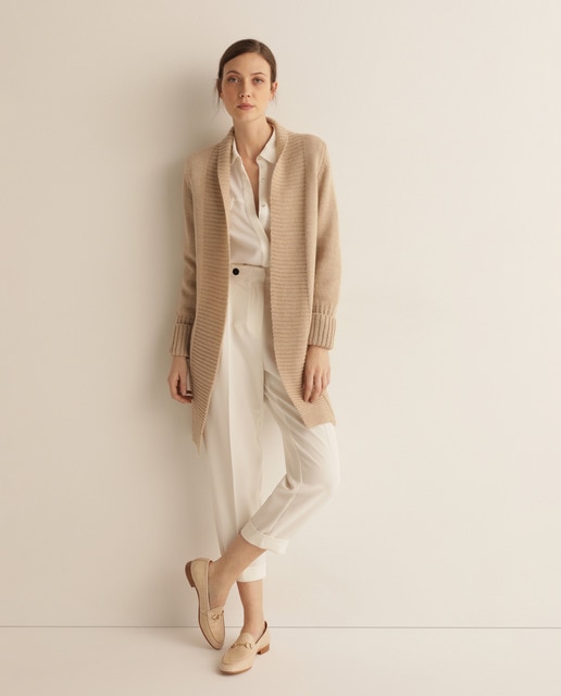 long camel cardigan coat
