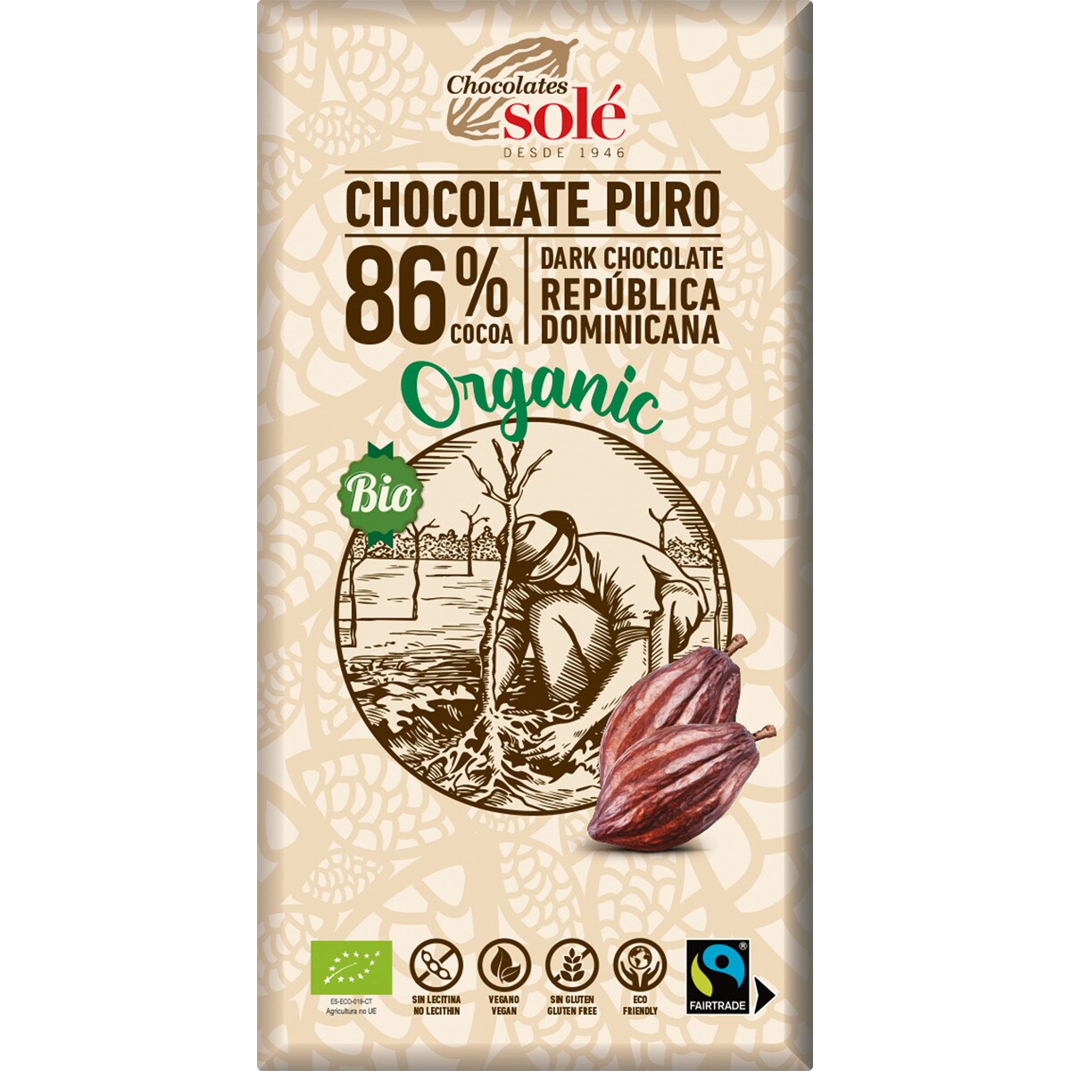 Comprar Organic Bio chocolate puro 86 cacao de República Dominicana