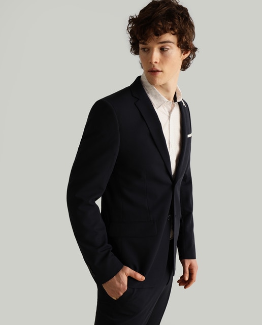 navy blue skinny suit