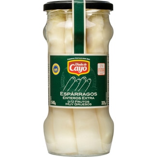 VIUDA DE CAYO Weißer dicker Spargel extra, g.g.A. Navarra sehr dick 9-12 Stück Flacon 325 g netto Abtropfgewicht