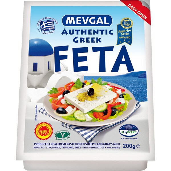 Buy Greek feta cheese made with pasteurised milk PDO container 200 g
