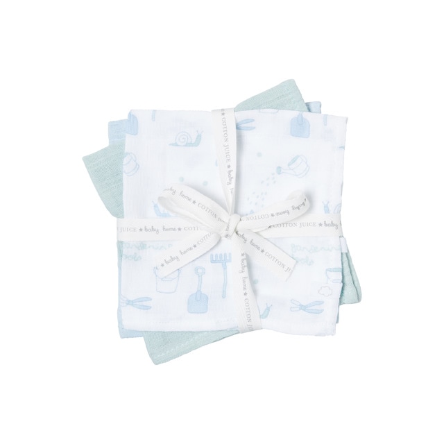 Juego de 3 Muselinas Cotton Juice Baby Home para bebé celeste