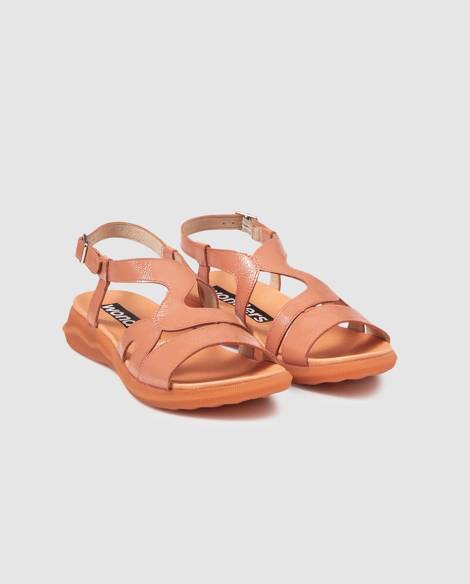 Wonders women's orange leather flat sandals · Wonders · Fashion · El