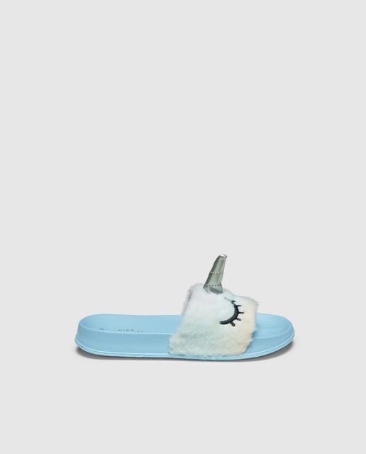 Chanclas de niña Kids Collection de color azul con adorno unicornio