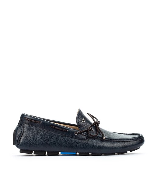 blue leather driving shoes