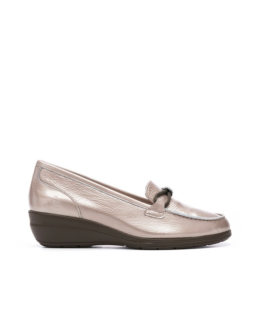 patent wedge loafers