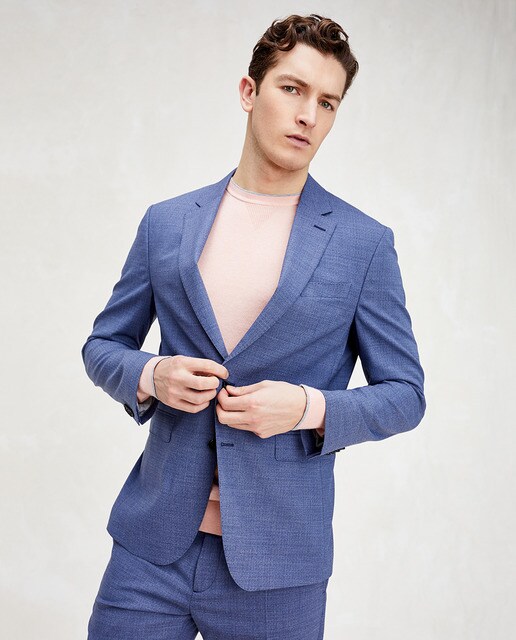 Casaco de fato slim de homem azul