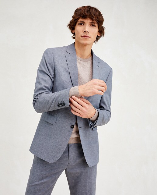 Casaco de fato slim de homem azul