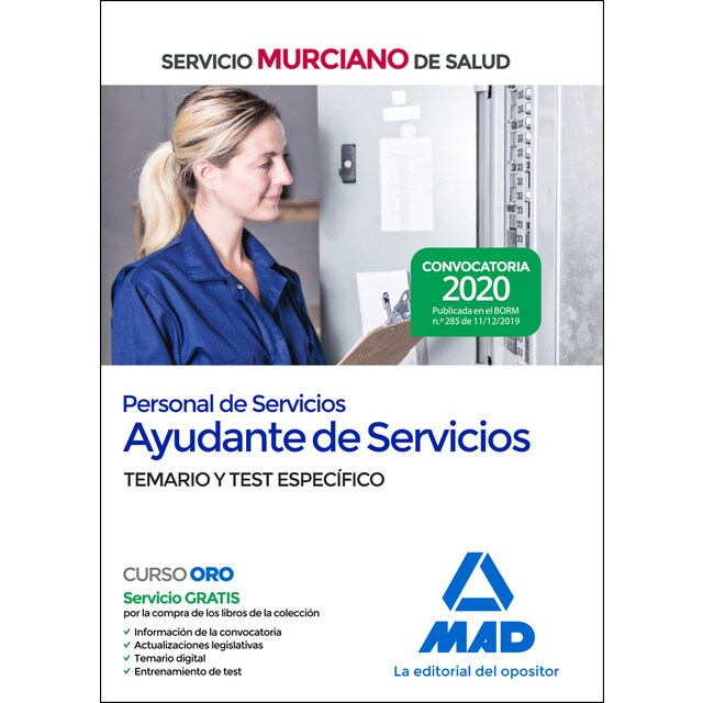 Personal de servicios, opción ayudantes de servicios del servicio murciano de salud. Temario y test específico