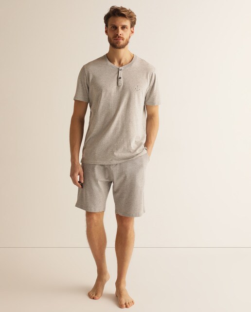 Calções de pijama de homem de malha cinzentos