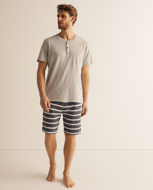 Calções de pijama de homem de malha azuis