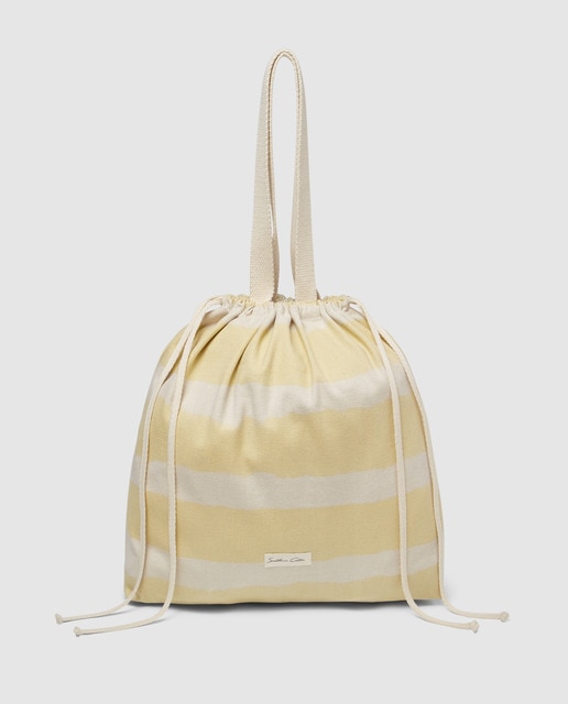 Shopping de playa Southern Cotton de algodón en beige con rayas amarillas