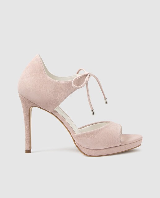 pink suede court shoes