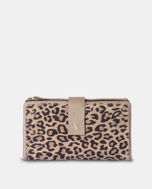 leopard print leather wallet