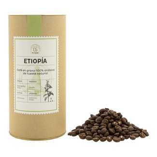 Café en grano 100% arábica de tueste natural origen Etiopía envase 250 g - Club Del Gourmet