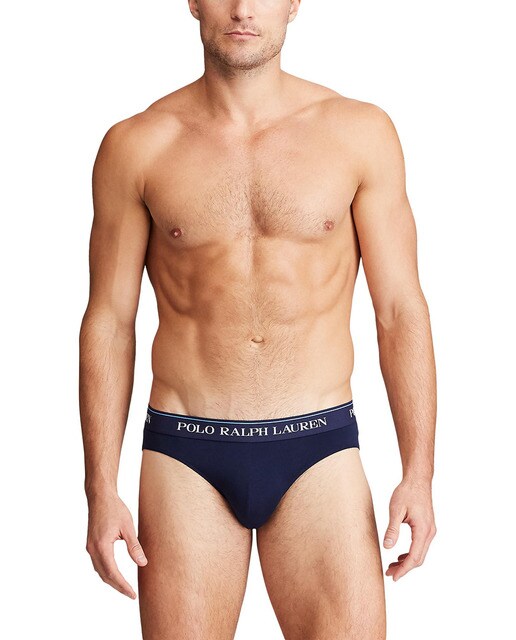 Pack de três slips de malha azuis de homem