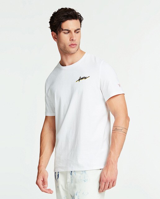 camiseta guess hombre blanca