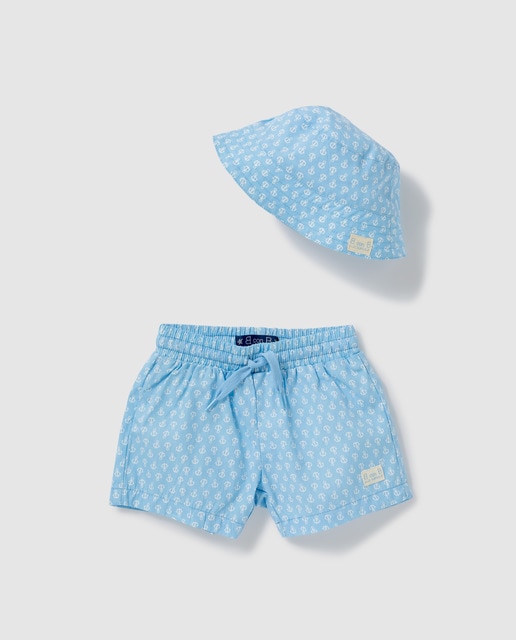 Conjunto de bebé niño azul con anclas