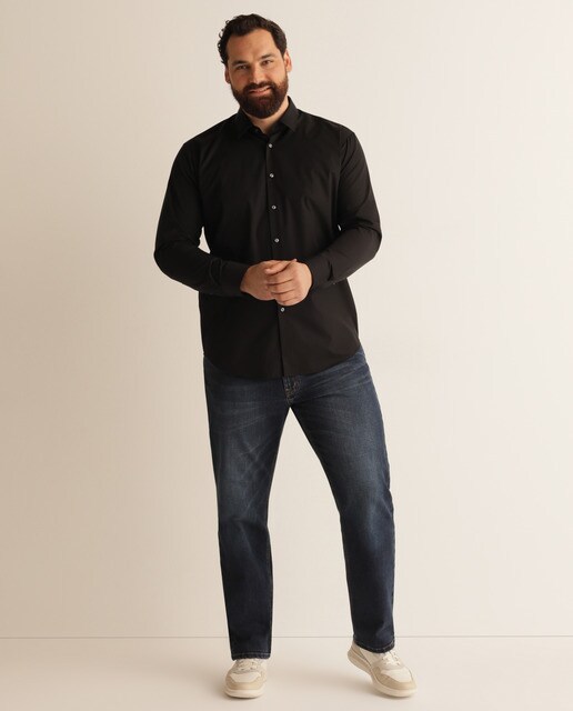 Camisa de homem regular lisa preta tamanhos grandes