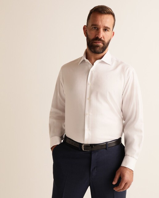 Big and Tall Men's ClassicFit PlainColoured White Dress Shirt