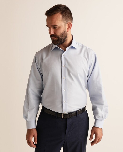 Camisa formal clássica lisa azul tamanhos grandes