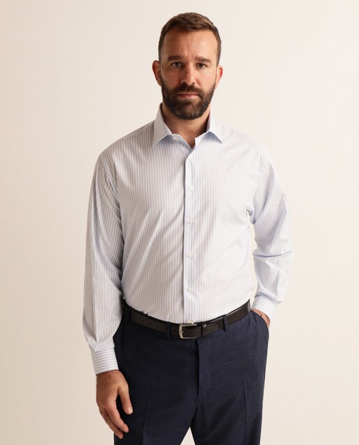 Camisa formal clássica azul às riscas tamanhos grandes