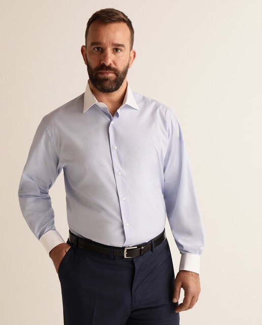 Camisa formal clássica azul tamanhos grandes