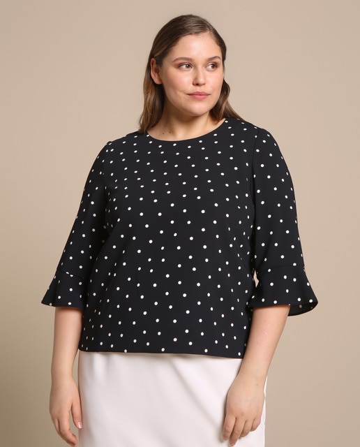 women's plus size polka dot tops