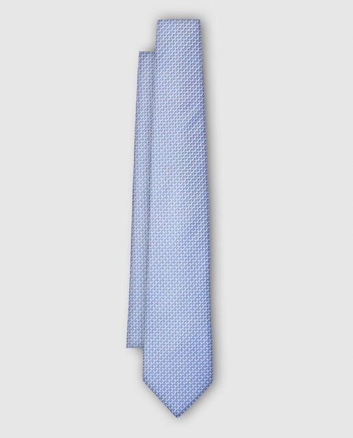 Gravata de seda azul celeste com estampado aos micro quadrados