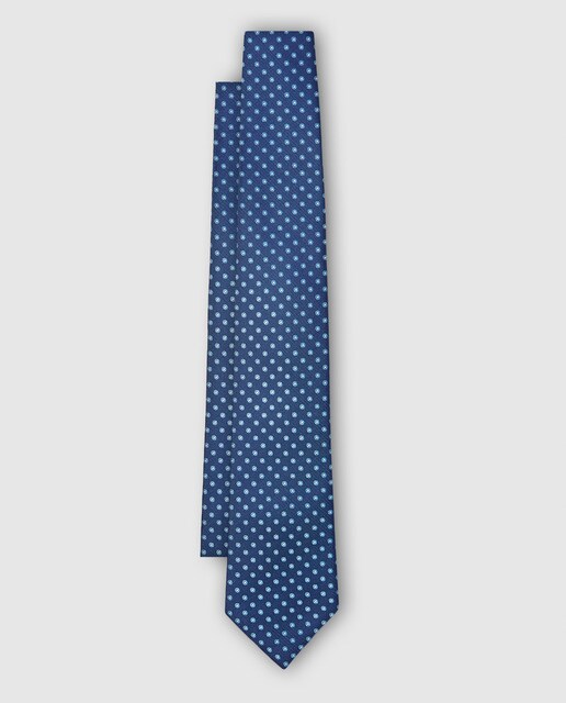 Gravata de seda azul com estampado floral